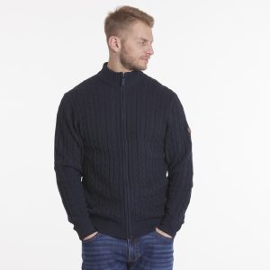 Cardigan Torsadé, bleu marine grande taille jusqu&rsquo;au 2XL tall