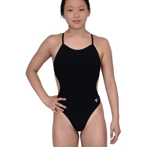 Maillot de bain une-pièce Tie Back pour femmes - Noir