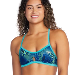 Haut de maillot de bain Tie Back Keyhole pour femmes - Neon Depths