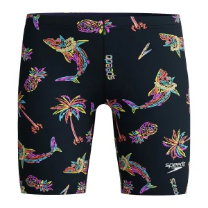 Cuissard de natation Print pour garçons - Hyper Yellow