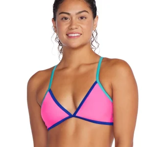 Haut de maillot de bain Solid Crossback Triangle pour femmes- Rose