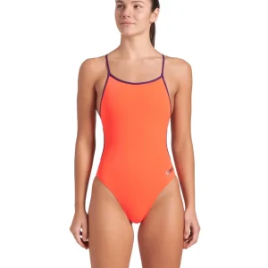 Maillot de bain une-pièce Lace Back Solid pour femmes - Corail