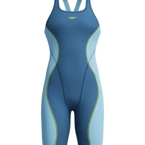 Maillot de compétition Fastskin Hyperspark Kneeskin Open Back pour femmes - Night/Sevres Blue
