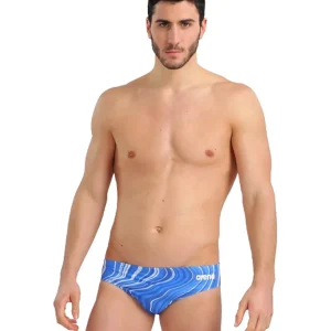 Brief de natation Marbled pour hommes - Bleu Royal