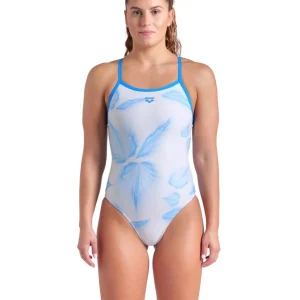 Maillot de bain une-pièce Frozen Leave Lightdrop Back pour femmes - Blanc/Rivière bleu