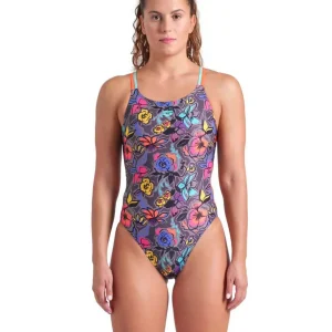 Maillot de bain une-pièce Vivid Repear Lace Plus Back pour femmes - Gris/Eau/Corail