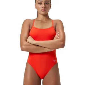 Maillot de bain une-pièce Solid V-Back pour femmes - Red Ginger