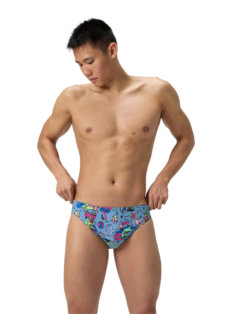Brief de natation Printed pour hommes - Electric Luau/Arcadia Blue