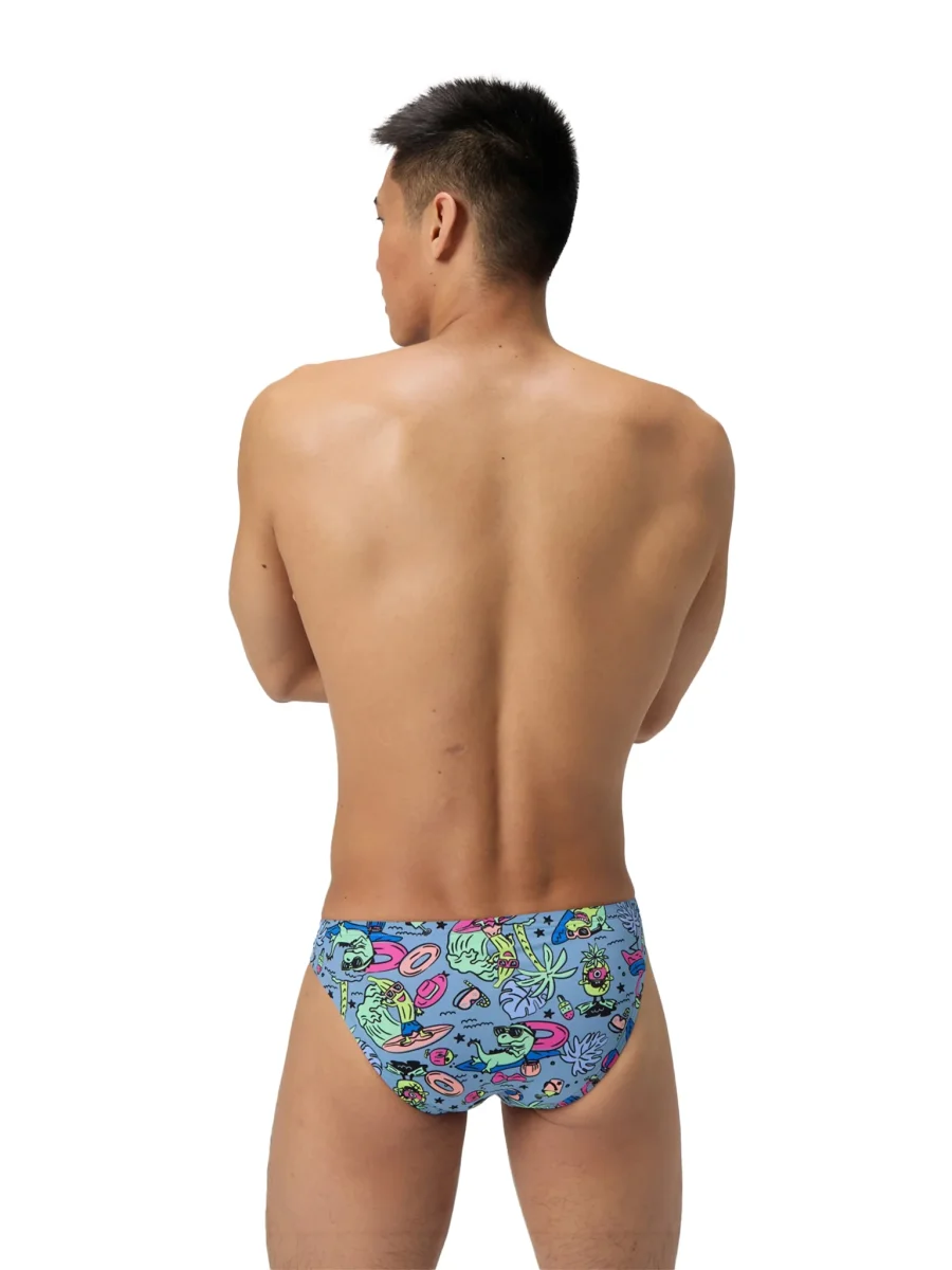Brief de natation Printed pour hommes - Electric Luau/Arcadia Blue – Image 2