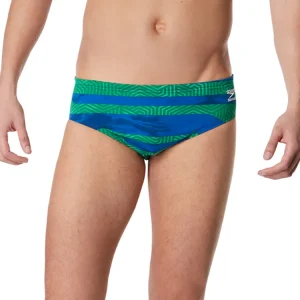 Brief de natation Contort stripes pour hommes - Bleu/Vert