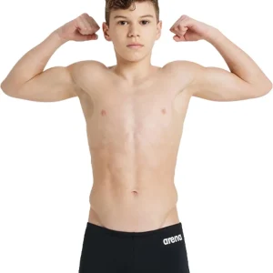 Short de natation coupe carrée Team Solid pour garçons - Noir