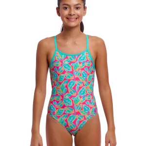Maillot de bain une-pièce Diamond Back pour filles - Planted Pink