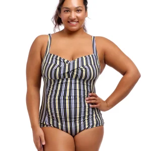 Maillot de bain une-pièce Ruched pour femmes - Admiralty Stripe