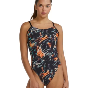 Maillot de bain une-pièce Cutoutfit Durafast Elite Validus pour femmes - Orange/Aqua/Noir