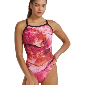 Maillot de bain une-pièce Diamondfit Durafast Elite Gladius pour femmes - Rose/Orange