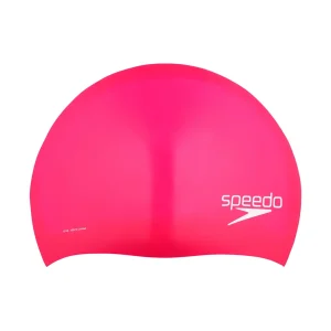 Bonnet de natation pour cheveux longs en silicone - Rose
